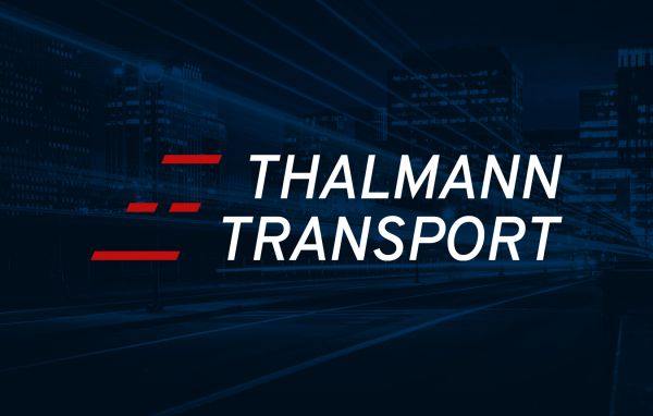 Logo Design Thalmann Transport - weiß auf farbigem Grund